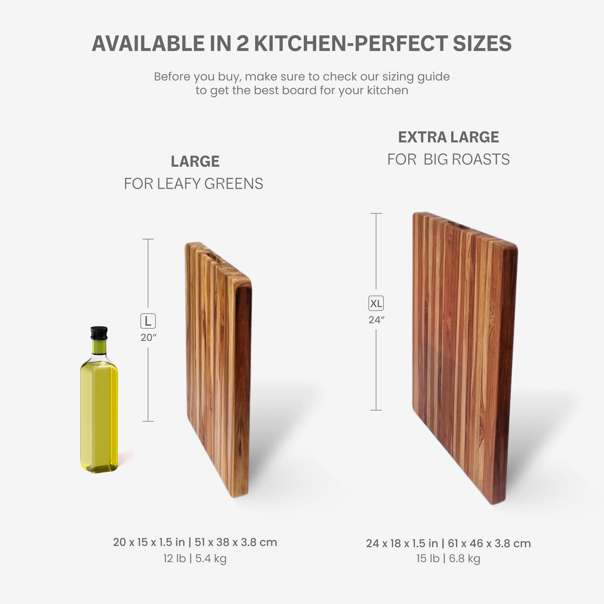 Premium Teak Wood Cutting Board XL - Extra Large Reversible Edge Grain Chopping Board with Grip Handles - FSC Certified Knife-Friendly Kitchen Essential for Meat, Vegetables & Bread Preparation