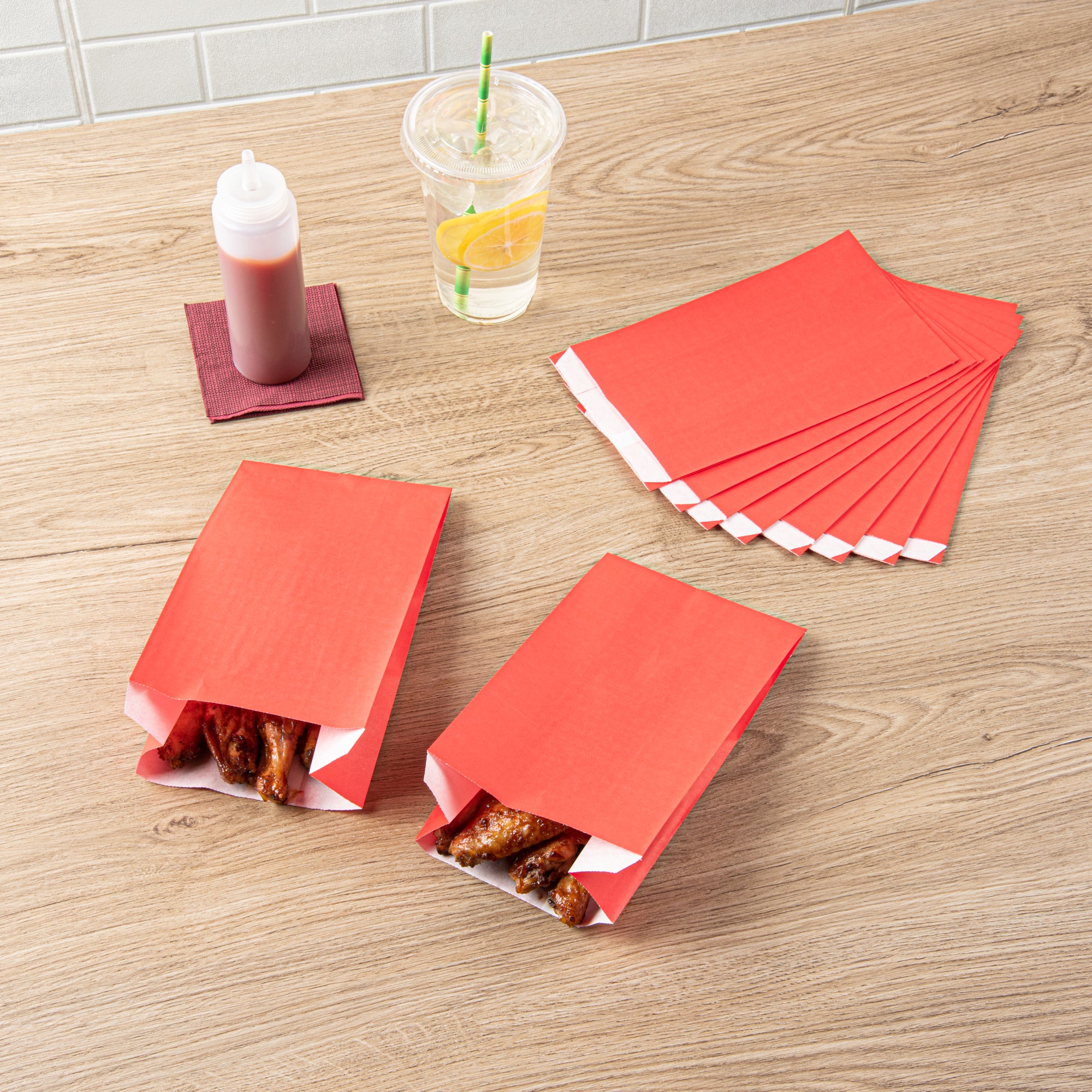 Red French Fry & Snack Bags - 5x3x8.75 Inches, 100 Count Box | Perfect for Parties, Fast Food, and Takeout Restaurants