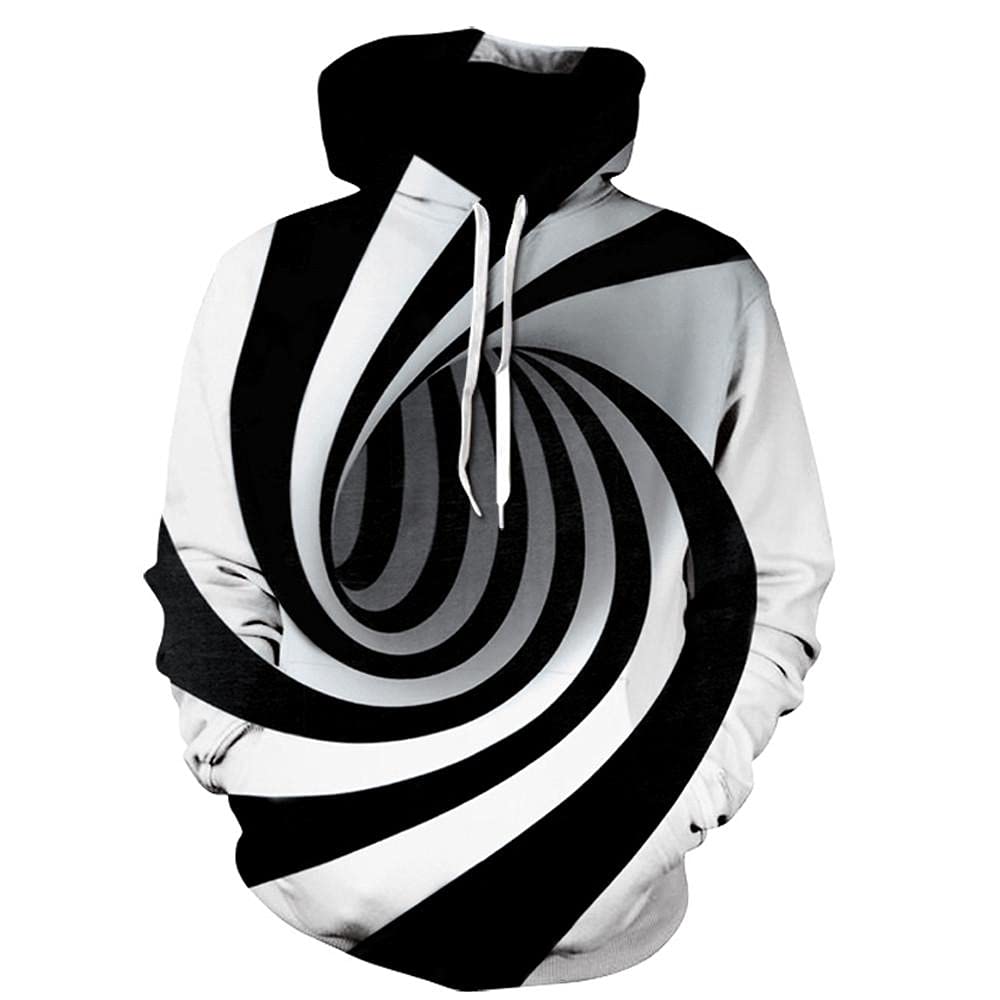 Men's 3D Digital Vortex Printed Funny Graphic Hoodie - Long Sleeve Crewneck Sweatshirt Pullover for Casual Wear & Street Fashion
