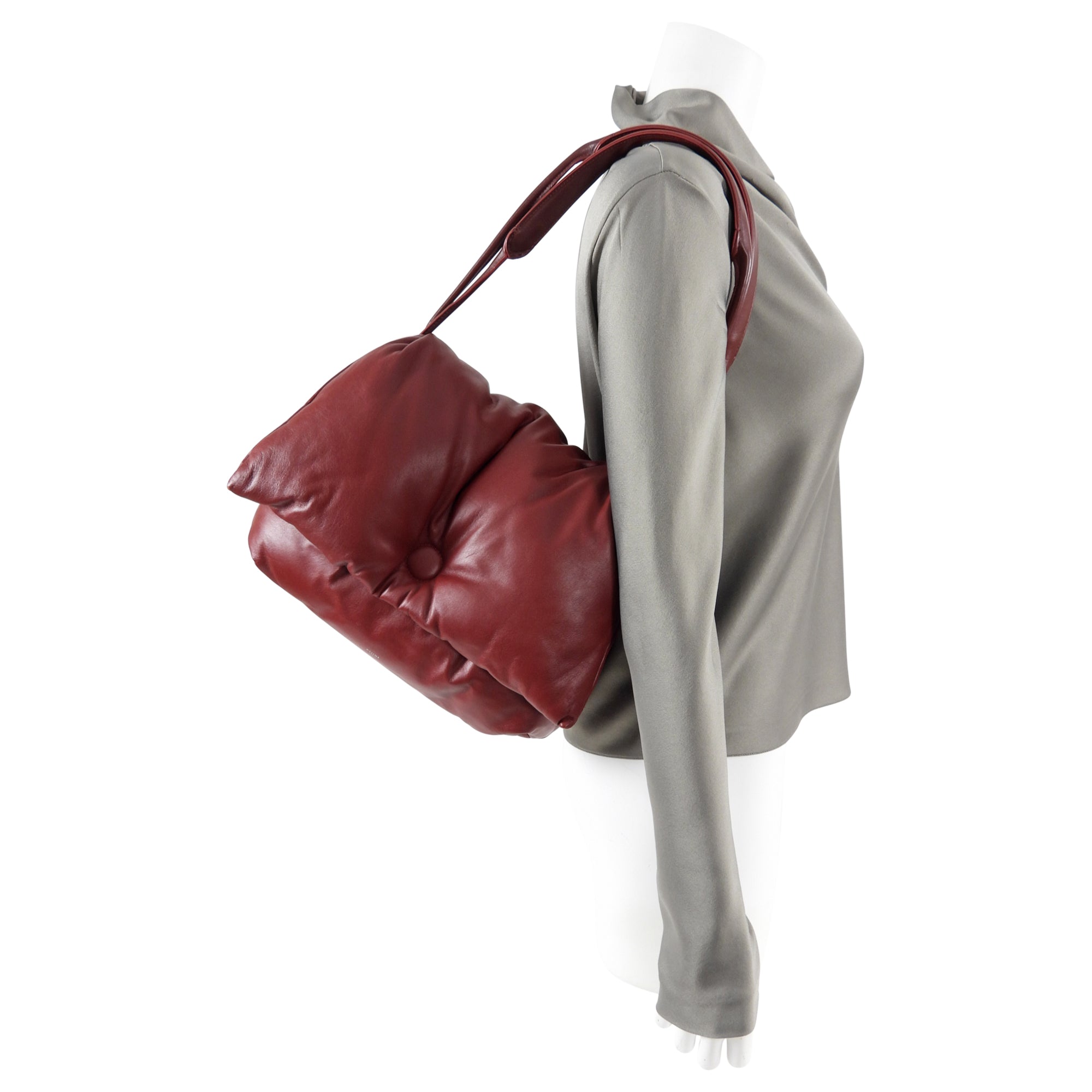Celine Small Dark Red Pillow Shoulder Bag - Luxury Leather Crossbody Purse for Women | Perfect for Date Night, Parties & Everyday Use