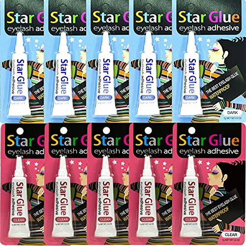 STAR GLUE Waterproof Eyelash Adhesive Combo - 100 Pcs Eyelash Glue, Eye Shadow, Mascara & Eyeliner Kit for Long-Lasting Makeup | Perfect for Parties, Weddings & Daily Wear