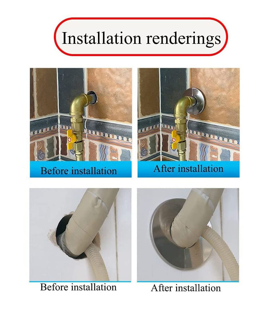 2-Pack Stainless Steel Wall Split Flange - 41mm Round Escutcheon Plate for Water Pipe Cover | Durable Pipe Accessories for Bathroom, Kitchen & Plumbing Installations