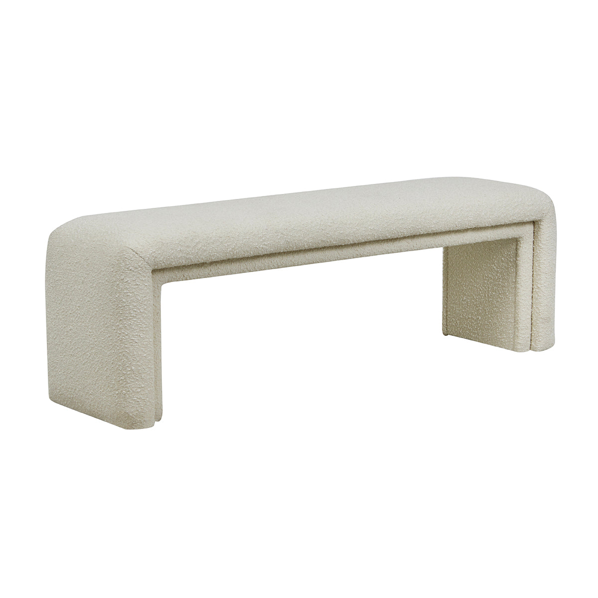 Hugo Layer Boucle Bench - Modern Upholstered Accent Bench for Living Room, Bedroom & Entryway | Soft Boucle Fabric, Sturdy Wooden Legs | Perfect for Seating, Storage & Home Decor
