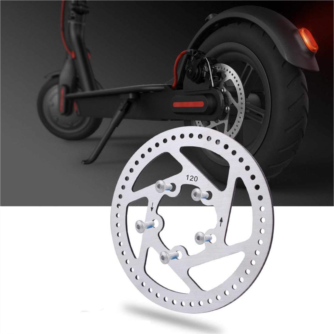 WELLSTRONG 120MM Stainless Steel Brake Disc & Pads for Xiaomi M365 Pro Electric Scooter - High-Performance Replacement Brake Rotors for Smooth Stopping - Perfect for Commuting & Urban Riding