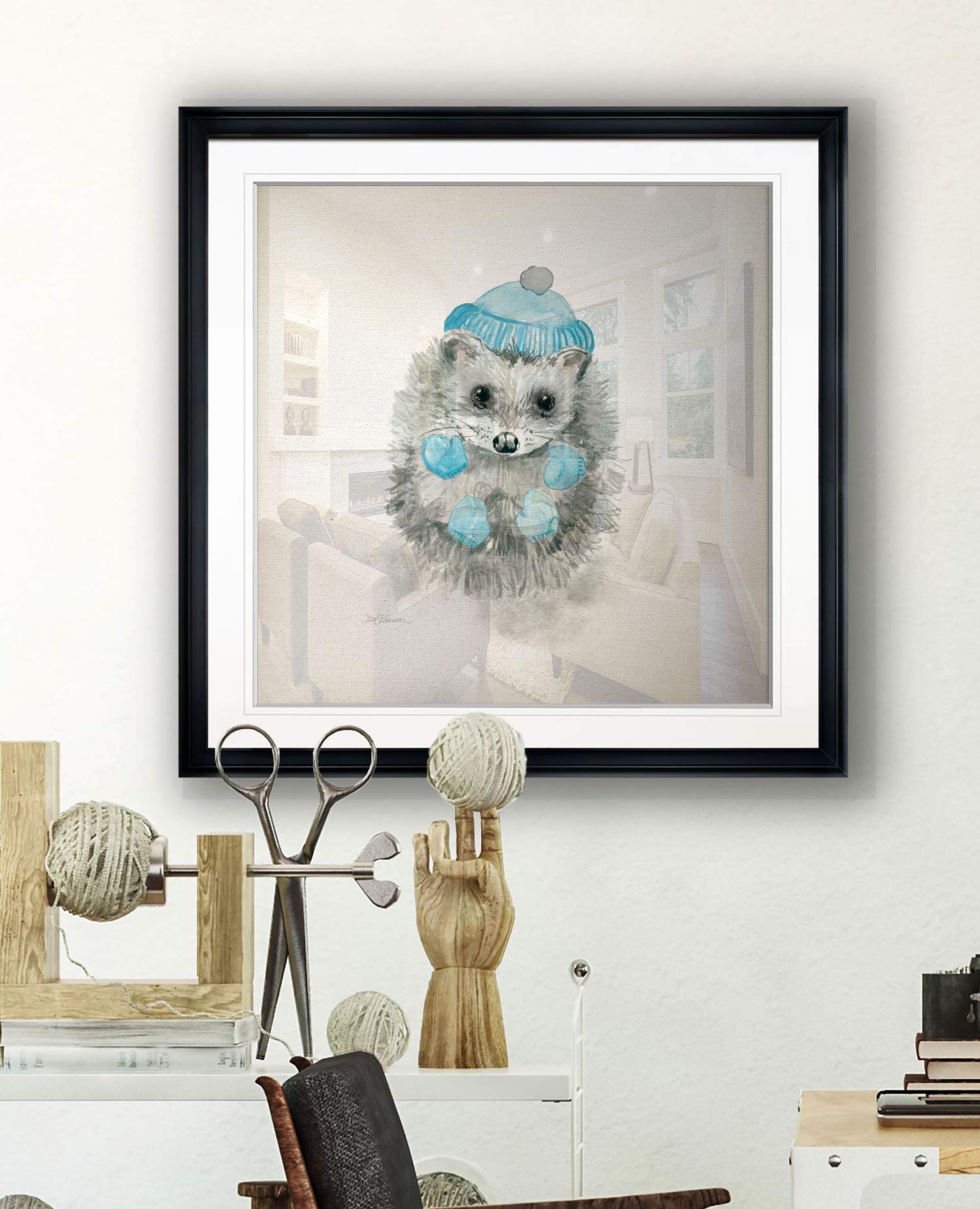 Christmas Hedgehog Nursery Decor - Animal Wall Art Abstract Painting for Kids Room, Giclee Canvas Prints | Perfect for Holiday Home Decor & Baby Shower Gifts