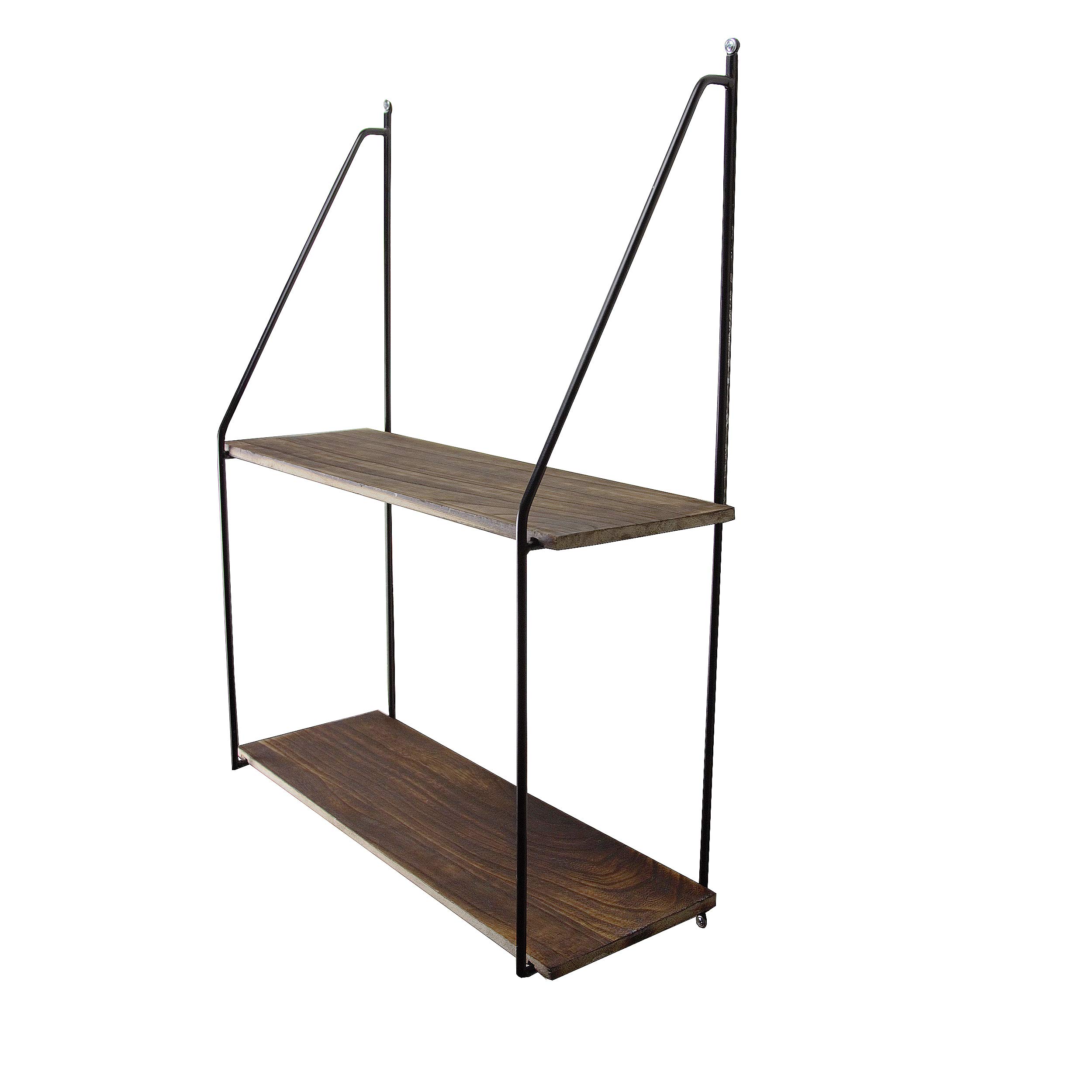Admired By Nature 2-Tier Wall Mount Shelf - Rustic Farmhouse Floating Shelves for Bedroom & Living Room - Dark Brown Wood Wall Organizer - Perfect for Home Decor, Books & Display (1 Unit)