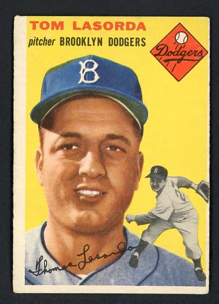 1954 Topps #132 Tom Lasorda Dodgers Baseball Card VG-EX/EX Condition - Rare Vintage Collectible for Sports Memorabilia Enthusiasts - Perfect for Display, Trading, and Investment