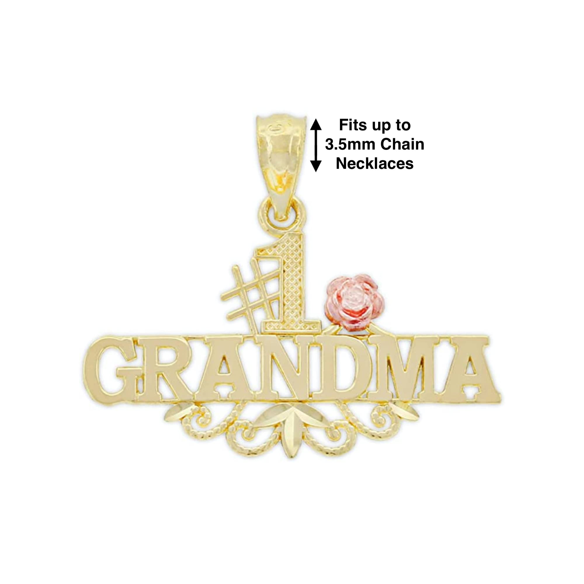 10K Gold Grandma Charm Pendant Necklace - Heartwarming Gift for Grandmothers - Perfect for Birthdays, Mother's Day & Family Celebrations