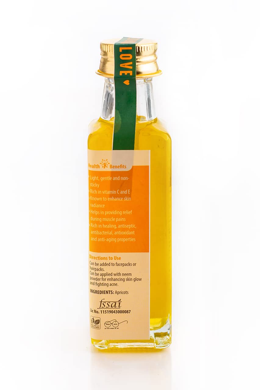 Organic Apricot Oil 100ml - Cold Pressed, Unrefined, 100% Pure for Hair & Skin Care - Vegan, Chemical-Free Face & Body Moisturizer - Perfect for DIY Beauty Recipes & Massage Therapy
