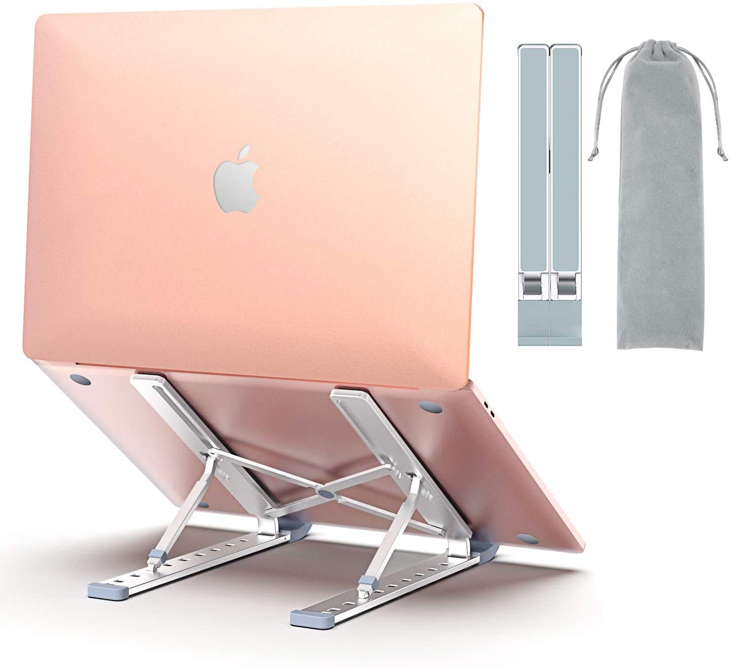 Adjustable Laptop Stand for Desk - Portable & Ergonomic Laptop Riser Holder Compatible with 10-17.3 Inch MacBook, Dell, HP - Black | Perfect for Home Office, Gaming & Workspace Setup