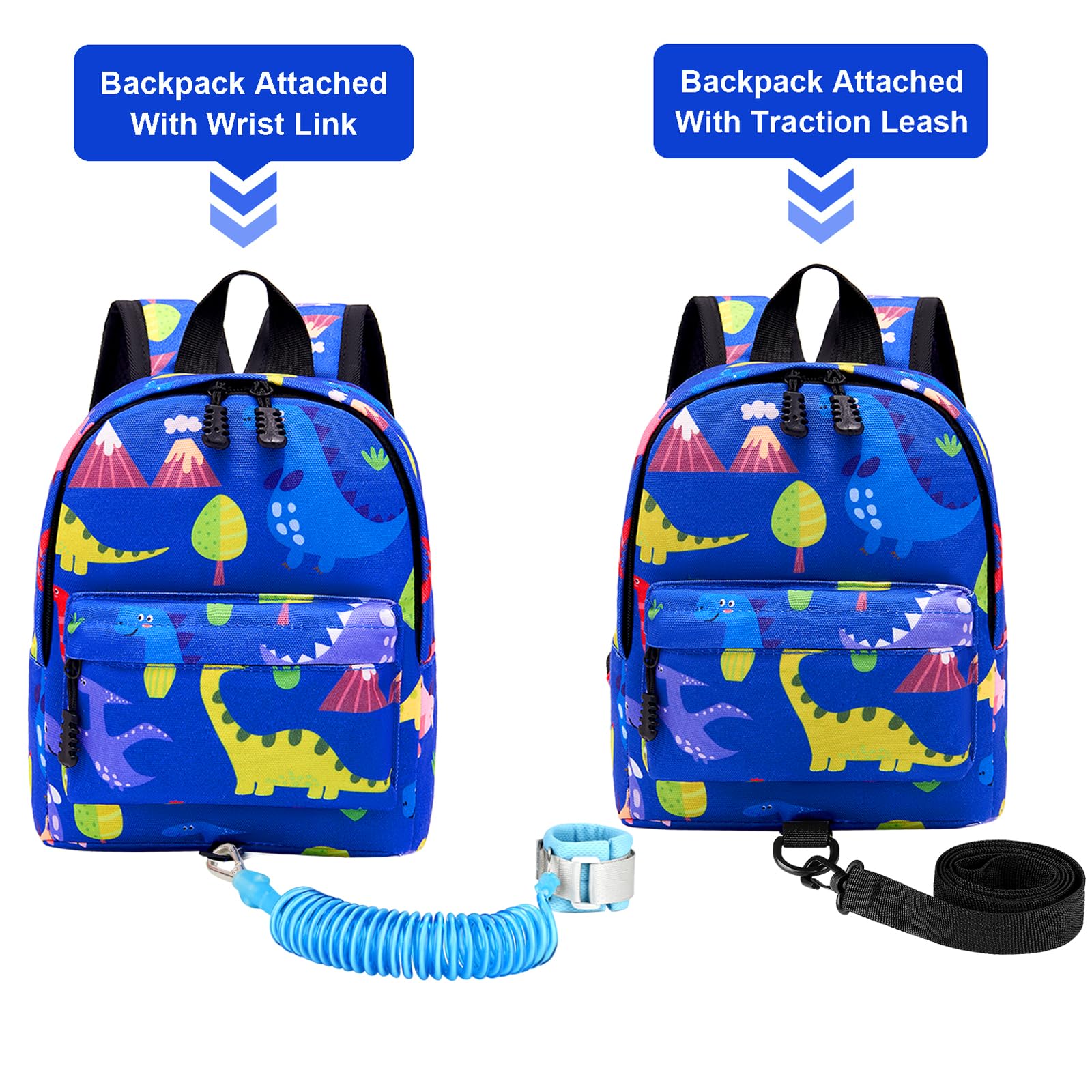 **Accmor Anti-Lost Toddler Harness Backpack with Leash - Cute Dinosaur Design for Boys & Girls, Adjustable Wrist Strap for Safety, Perfect for Walking, Shopping & Travel (Blue)**