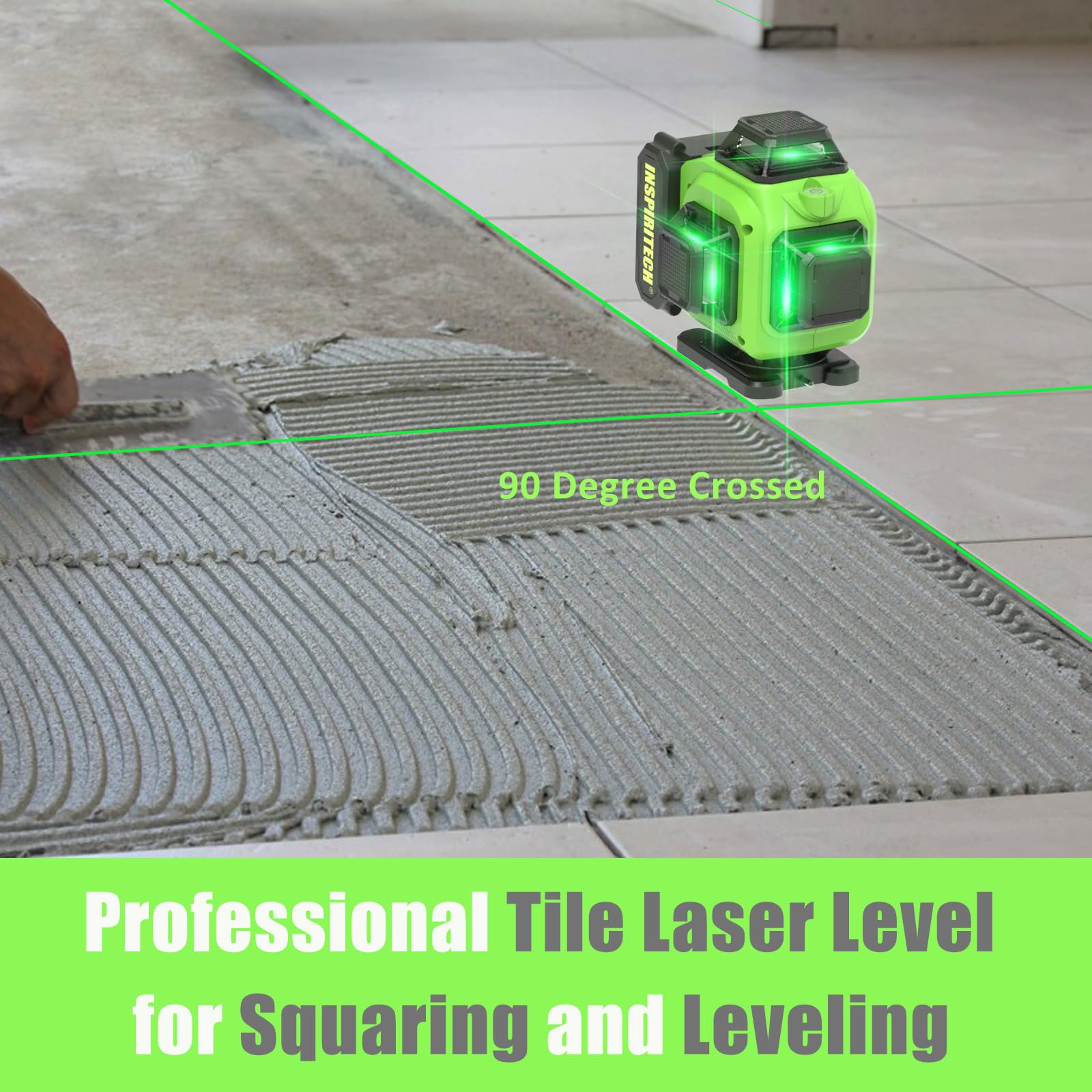 360° Self-Leveling Green Laser Level with Remote & Hard Case - 4x360° Rechargeable Line Laser for Framing, Wall, Ceiling, Floor Tile Installation - Perfect for Construction, Renovation and DIY Home Projects