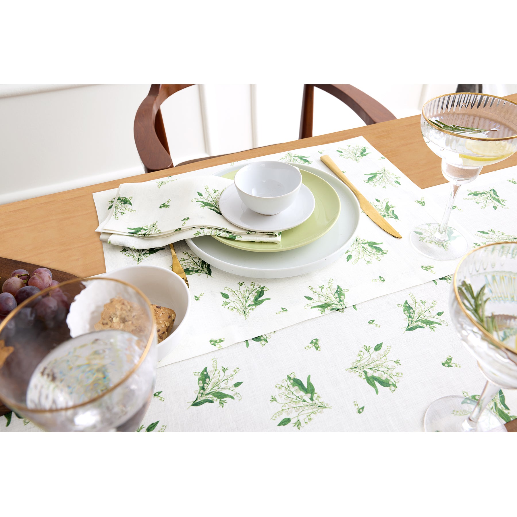 Elegant Lily of the Valley Placemats Set of 4 - Waterproof & Washable Table Mats for Dining, Kitchen, or Party Decor