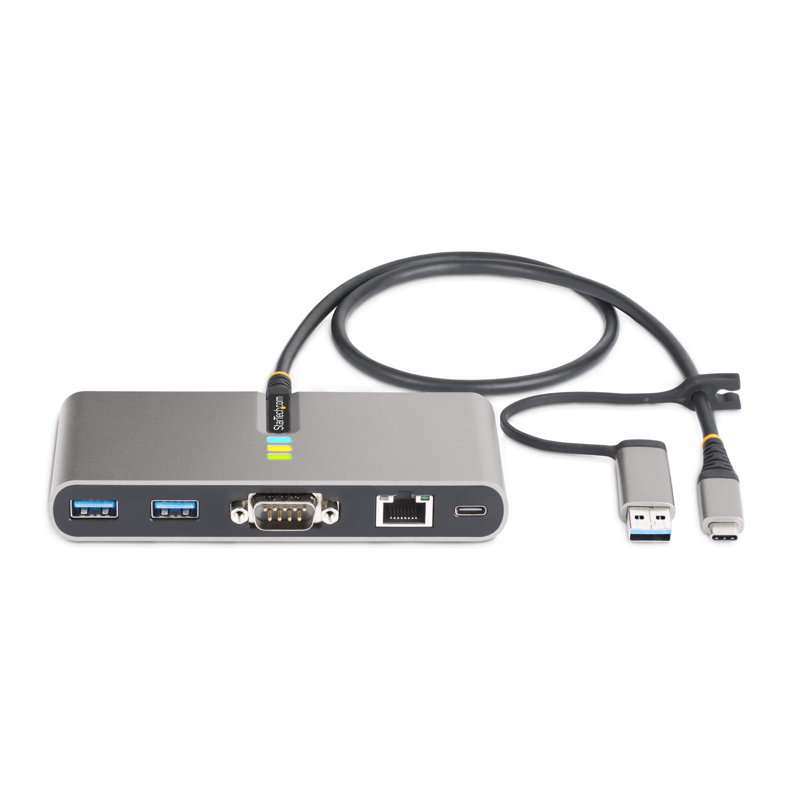 StarTech.com 2-Port USB-C Hub with Gigabit Ethernet & RS232 Serial Adapter | USB-C to USB-A Dongle | 100W Power Delivery | 2x USB-A 5Gbps Ports | Ideal for Laptops, Tablets & Workstations