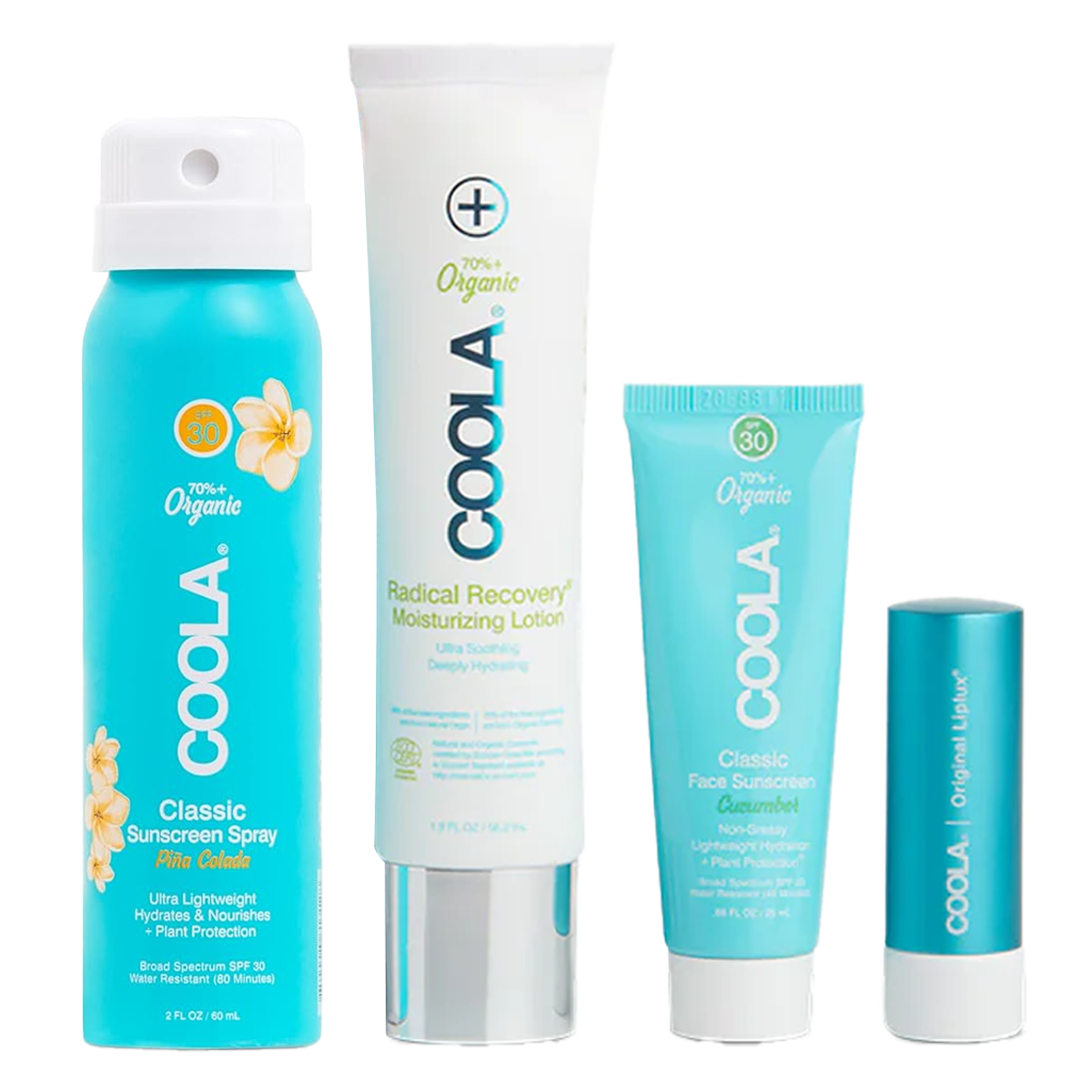 Organic Sunscreen Travel Kit - 4 Piece Classic SPF Skincare Set for Face & Body | Perfect for Beach, Pool & Outdoor Activities