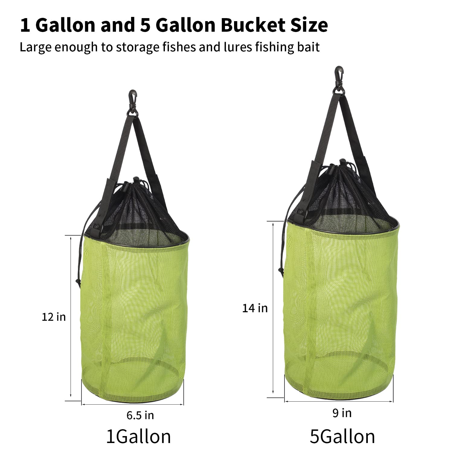 Foldable Fishing Bait Bag - Textilene Mesh Net Storage Cage for Fishing Gear | Portable Bait Bucket for Kayak, Boat & Shore Fishing