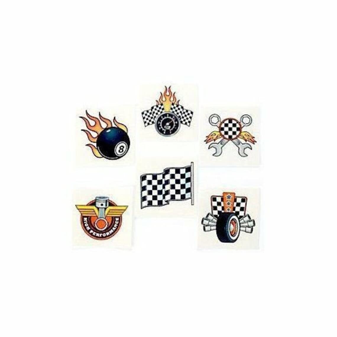 18-Pack Race Car Temporary Tattoo Stickers - F1 & Go Kart Designs for Kids Birthday Parties, Goodie Bag Fillers, Sports Events & Themed Celebrations