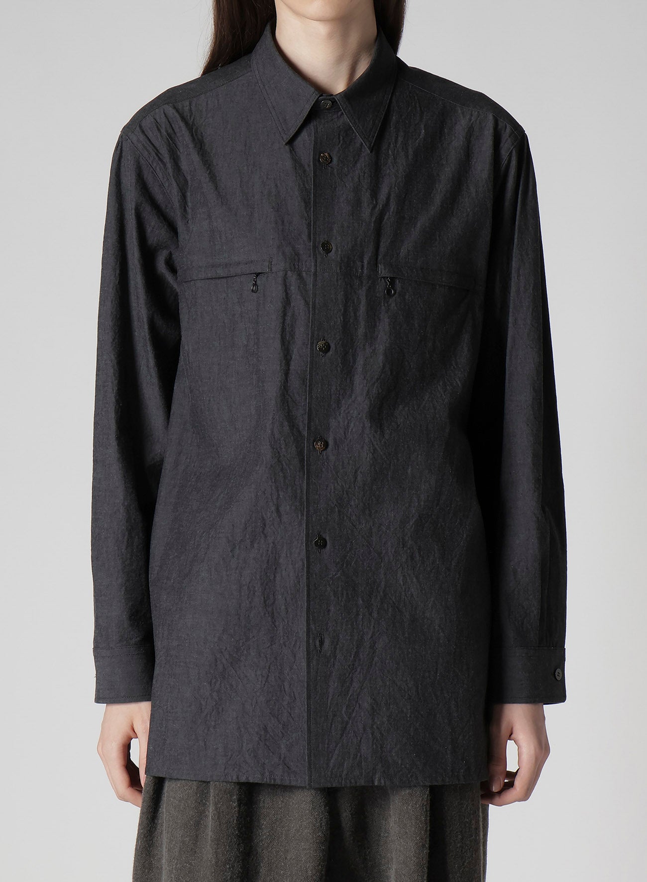 Men's Cotton Denim Dungaree Shirt with Double Zip Pockets - Casual Workwear & Outdoor Adventure Shirt