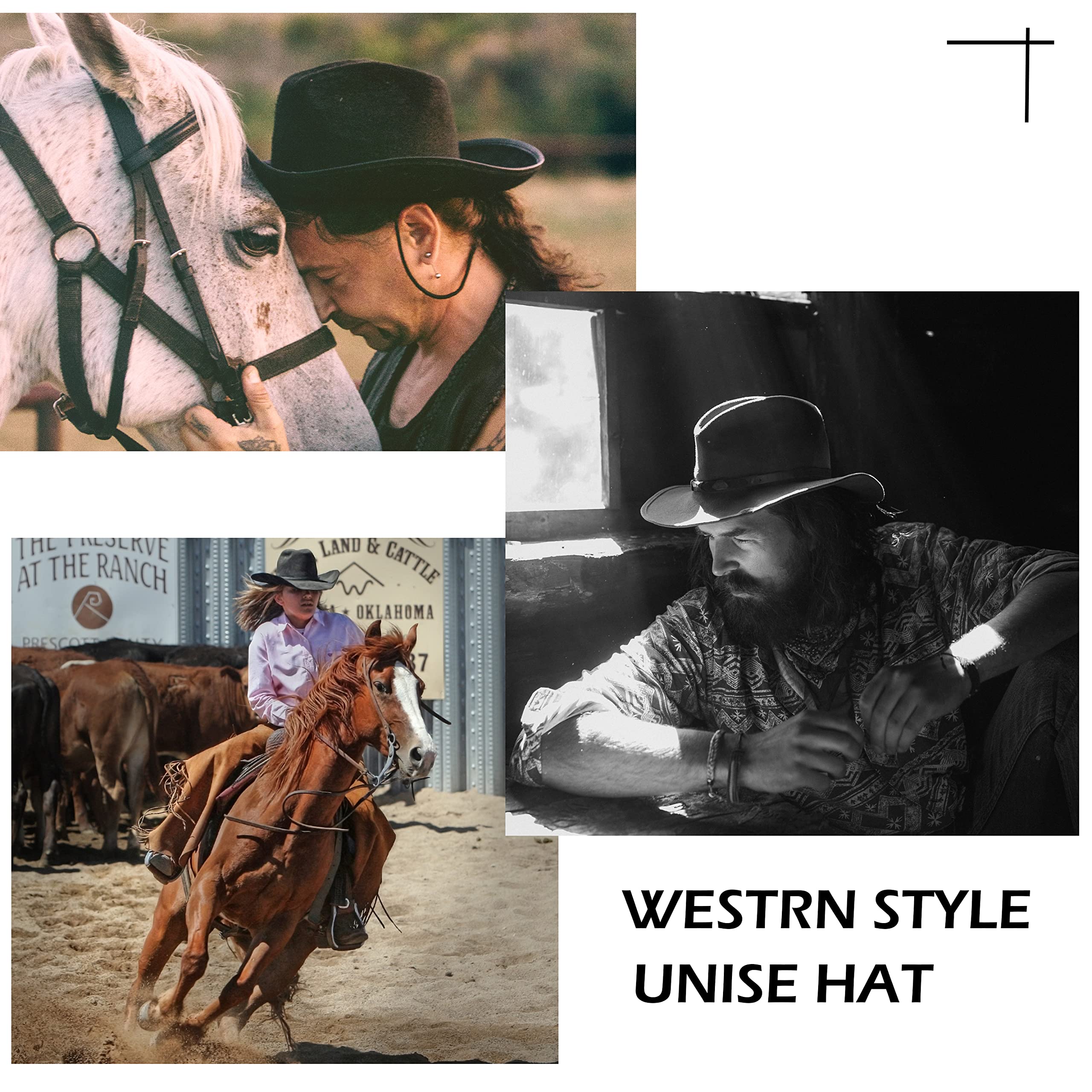 Gossifan Western Cowboy Cowgirl Hat for Women & Men - Stylish Fedora Hat with Adjustable Belt - Perfect for Rodeo, Country Music Festivals & Outdoor Adventures