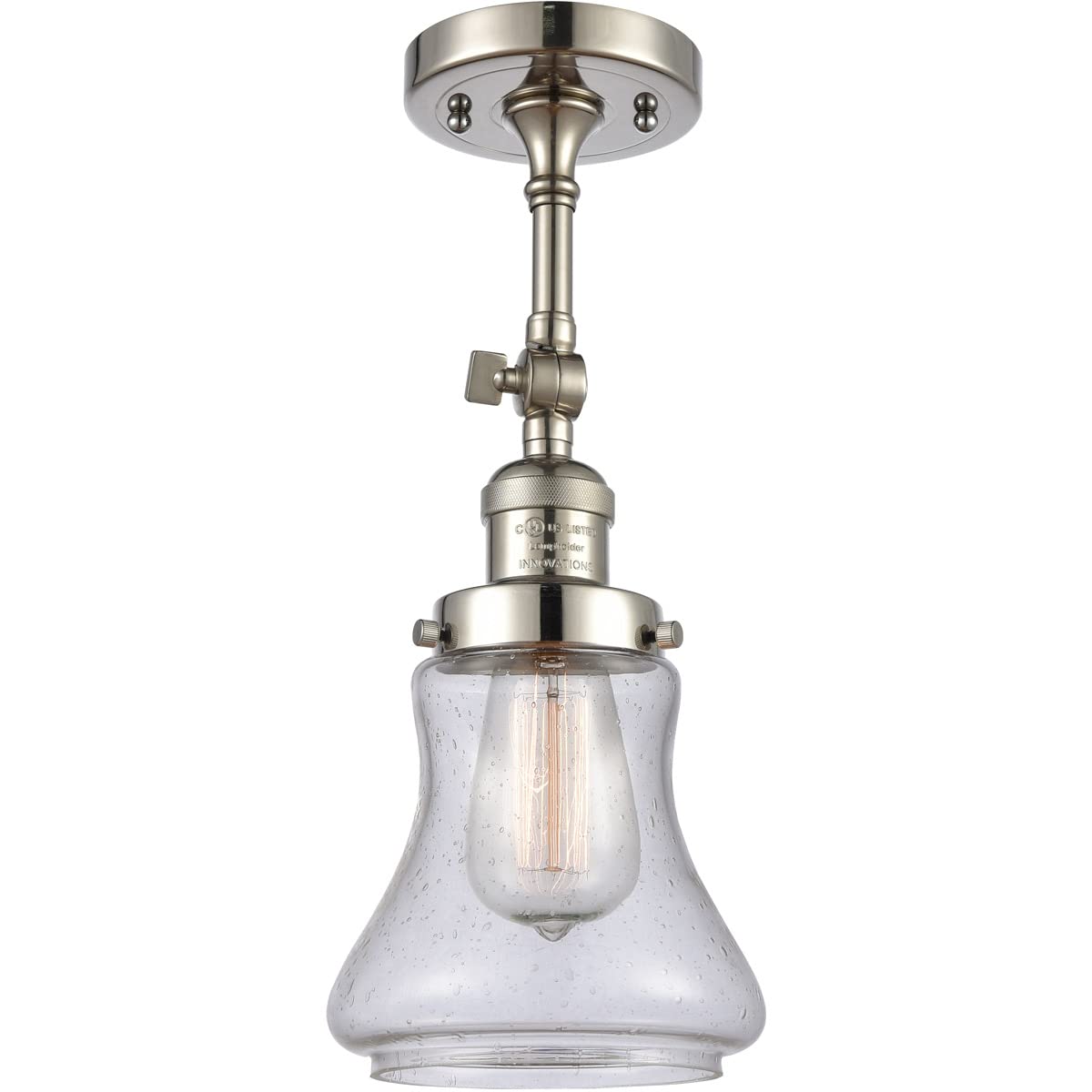 Innovations 201F-PN-G194-LED 12W LED Semi-Flush Mount Ceiling Light Fixture in Polished Nickel Finish - Perfect for Bedroom, Hallway & Kitchen Lighting