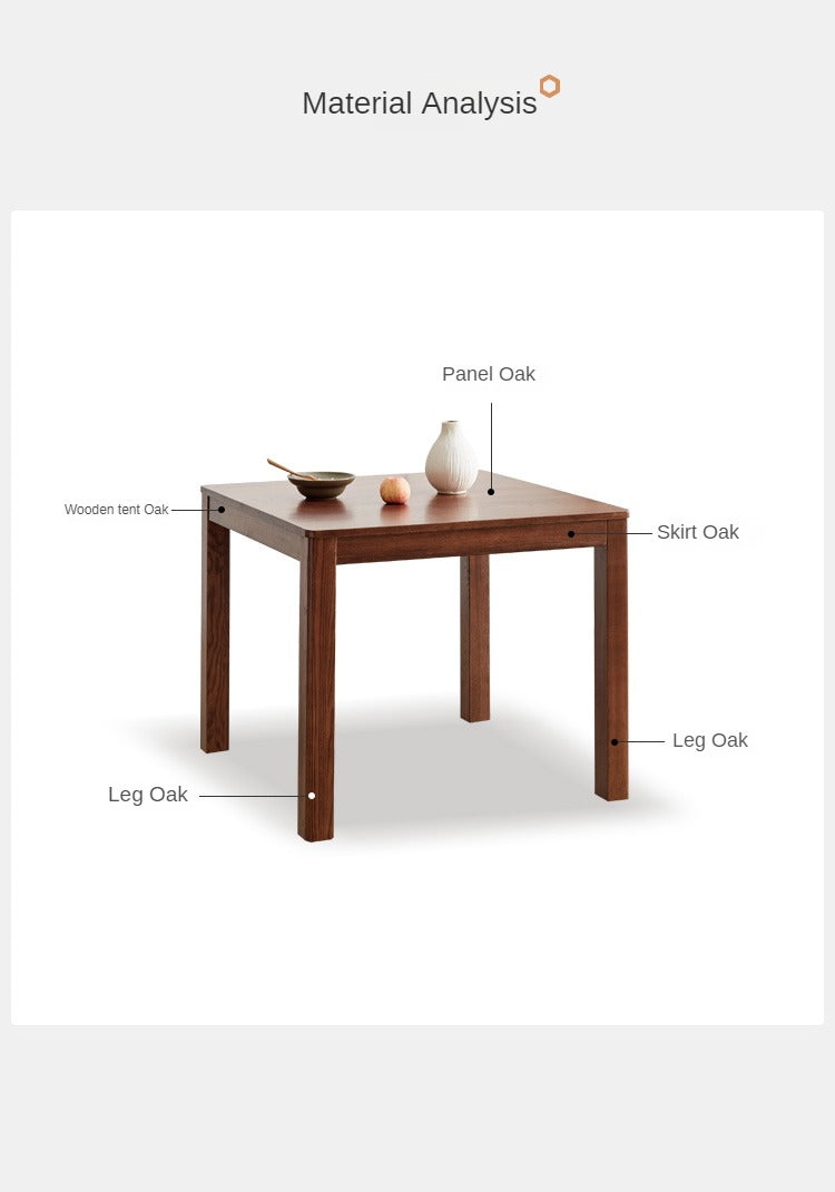 Solid Oak Wood Square Dining Table - Rustic Farmhouse Style for Kitchen, Dining Room & Small Space Gatherings