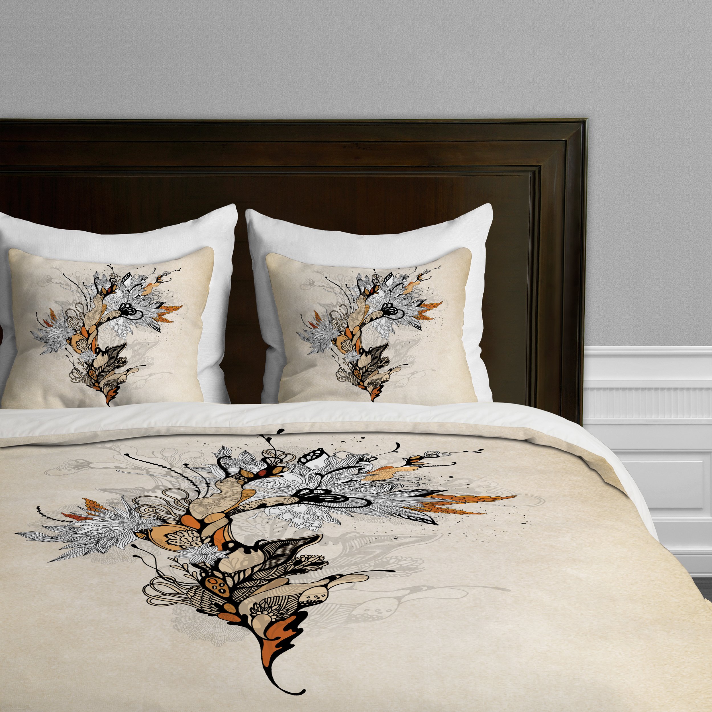 Deny Designs Iveta Abolina Floral Duvet Cover Queen Size - Botanical Print Bedding Set for Modern Bedroom Decor | Perfect for Master Bedroom, Guest Room & Dormitory