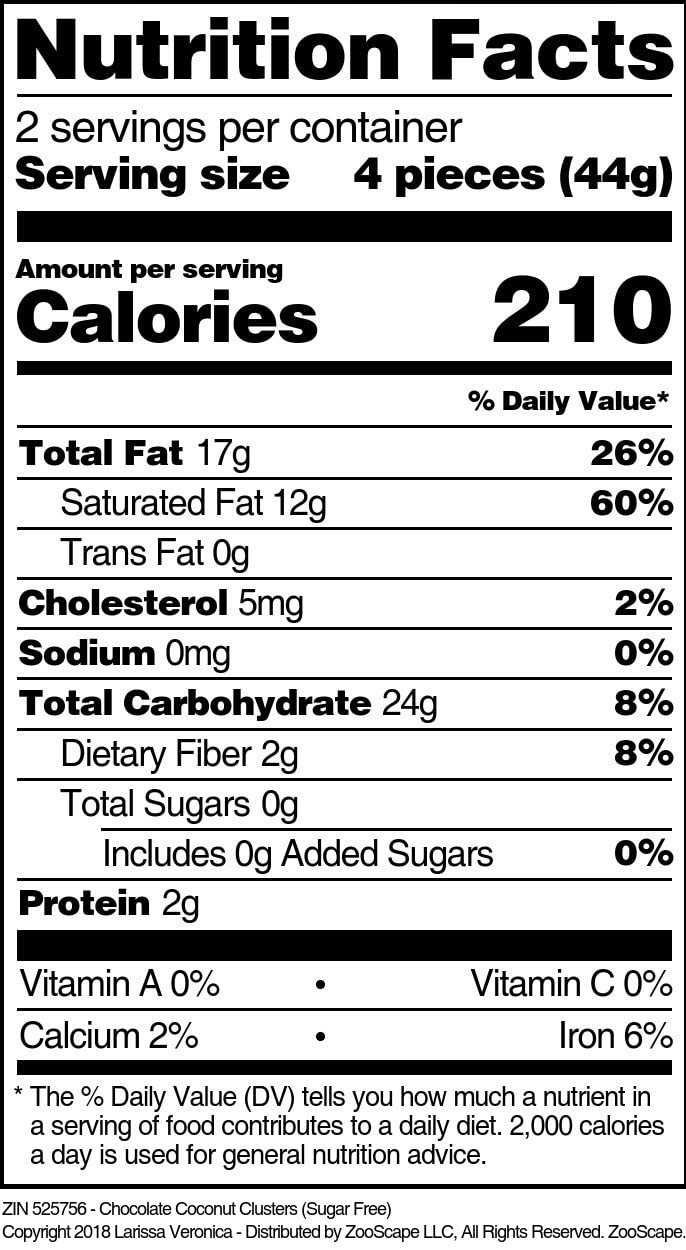 Sugar Free Chocolate Coconut Clusters - Keto Friendly Snack (4 oz) | Gluten Free, Low Carb Healthy Treat for Weight Loss & Diets | Perfect for On-the-Go, Office Snacking & Gift Giving