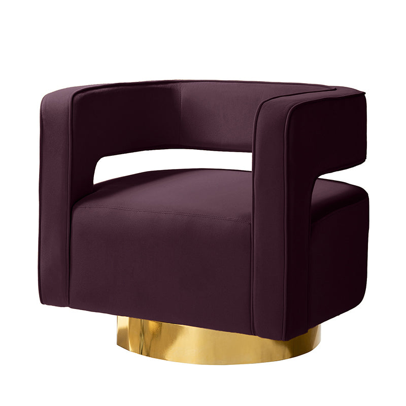 Agata Velvet Swivel Barrel Armchair - Modern Velvet Accent Chair with 360° Rotation for Living Room, Bedroom & Office