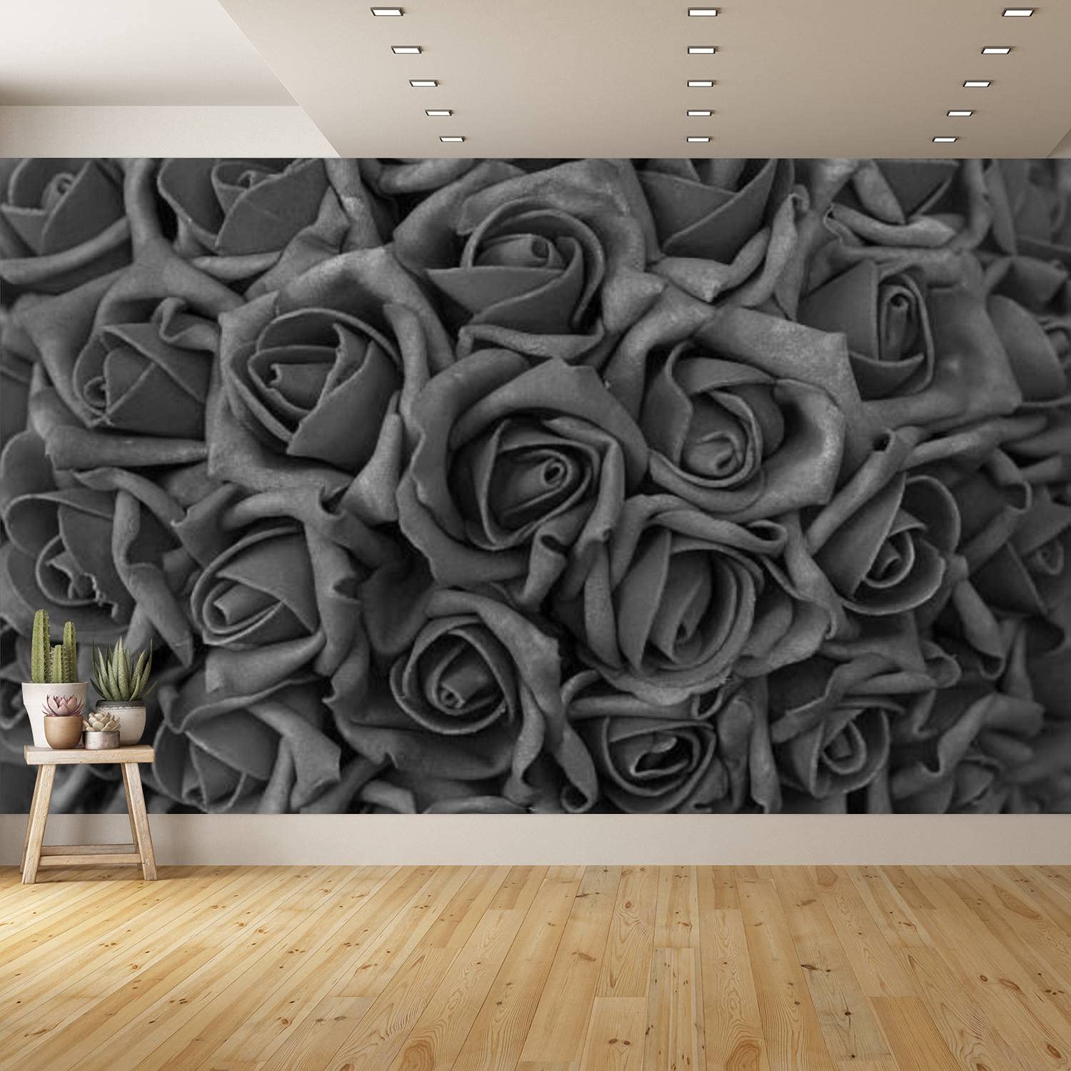 Removable Peel and Stick Wallpaper - Black & White Rose Pattern Self-Adhesive Wall Decor for Bedroom, Kitchen, Bathroom - Easy to Apply & Remove - 66x96 Inches - Perfect for Home Renovation, Accent Walls & DIY Projects
