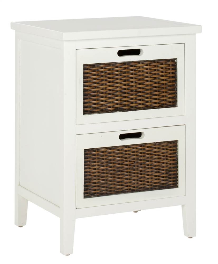 Safavieh American Homes Collection Jonah Dark Teak 2-Drawer End Table - Stylish Nightstand for Bedroom, Living Room & Office Furniture