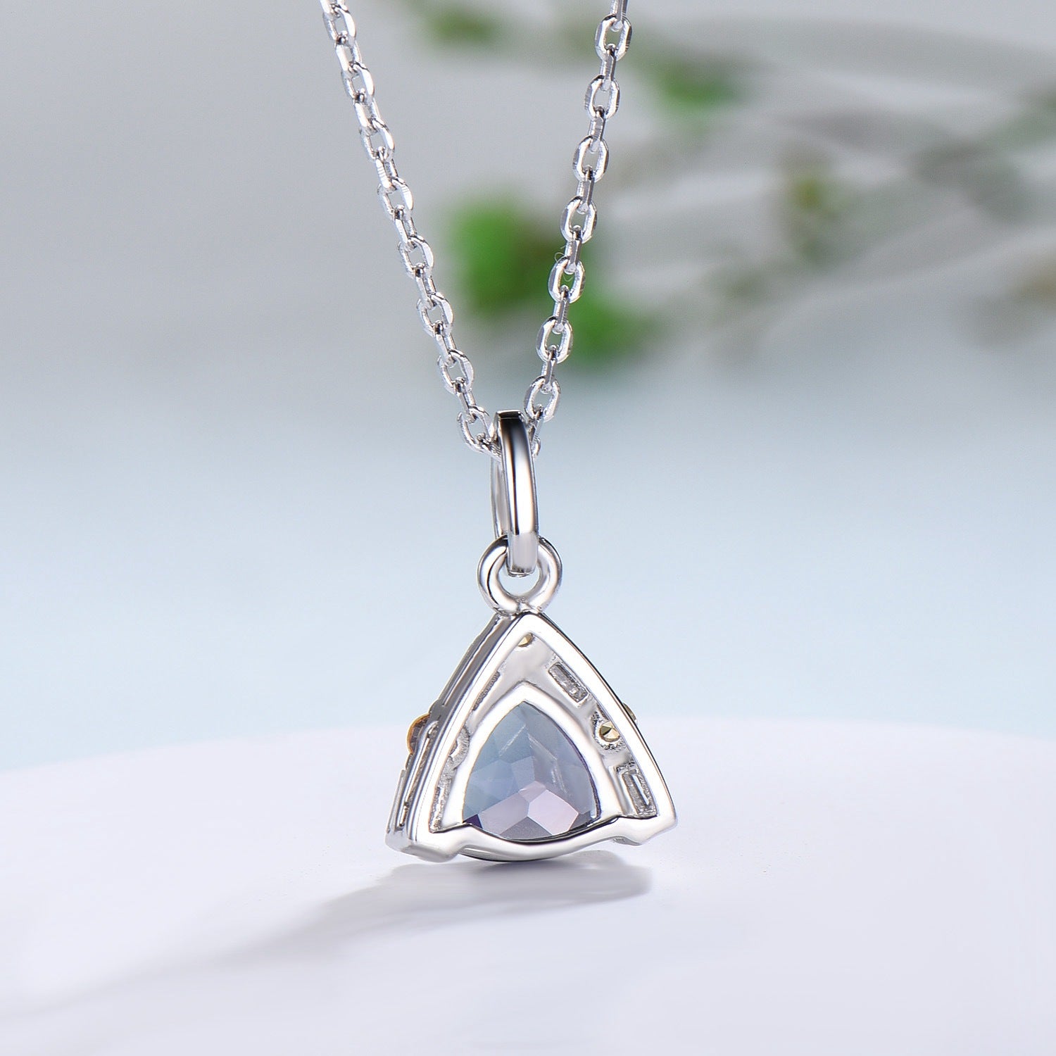 Vintage Trilliant Alexandrite Pendant Necklace with Baguette Moissanite & Citrine in Silver Rose Gold - Elegant Engagement Gift for Women | Perfect for Weddings, Anniversaries, and Special Occasions