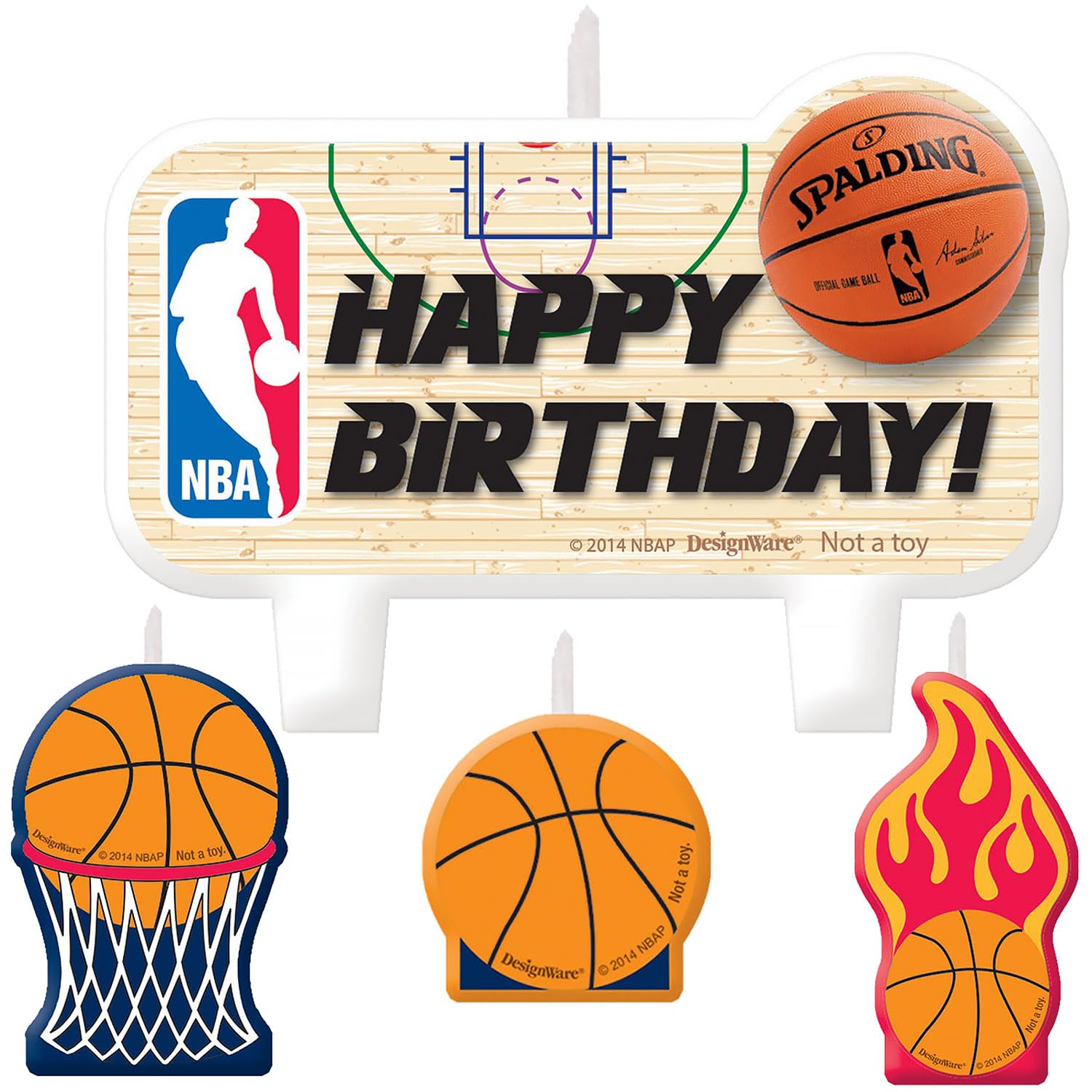 NBA Basketball Birthday Cake Candles Set - 4-Pack (2 Small 1.5
