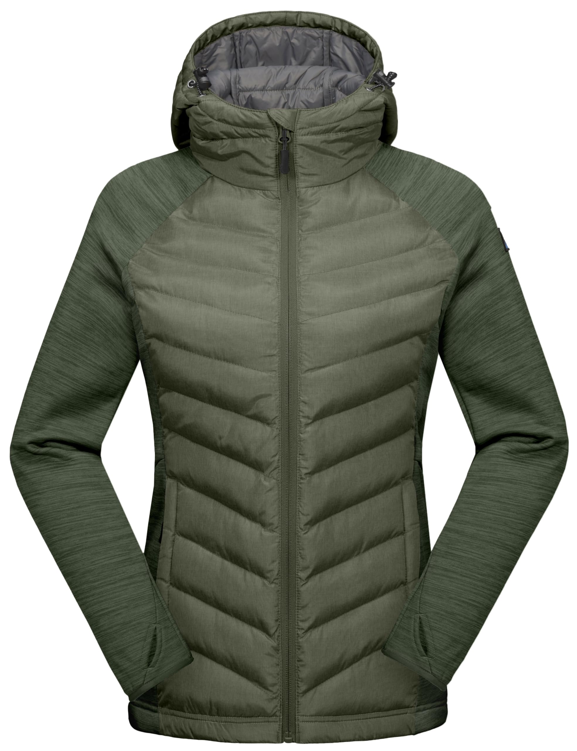 Mapamyumco Women's Insulated Hiking Jacket - Thermal Running Hybrid Jacket with Hood, Lightweight & Breathable for Outdoor Activities, Camping, and Winter Sports