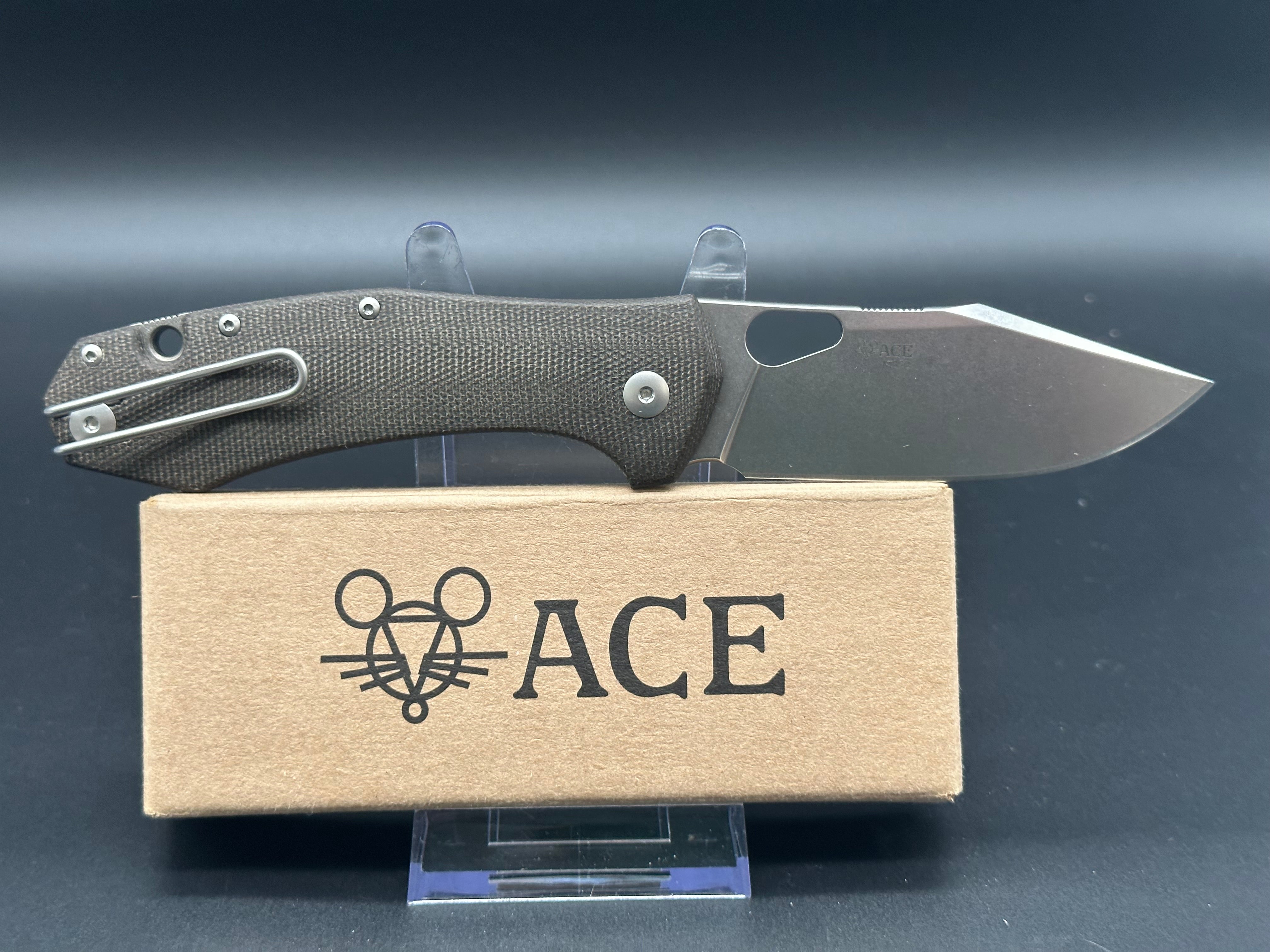 Giant Mouse Ace Grand Folding Knife - Tan Micarta Handle, EDC Pocket Knife for Outdoor Camping, Hiking & Everyday Carry