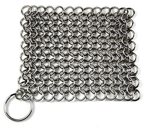 Knappmade Stainless Steel Chain Mail Scrubber for Cast Iron Pans - Heavy Duty Kitchen Scrubber for Grill, Griddle & Cookware Cleaning - Perfect for Camping, BBQ & Outdoor Cooking
