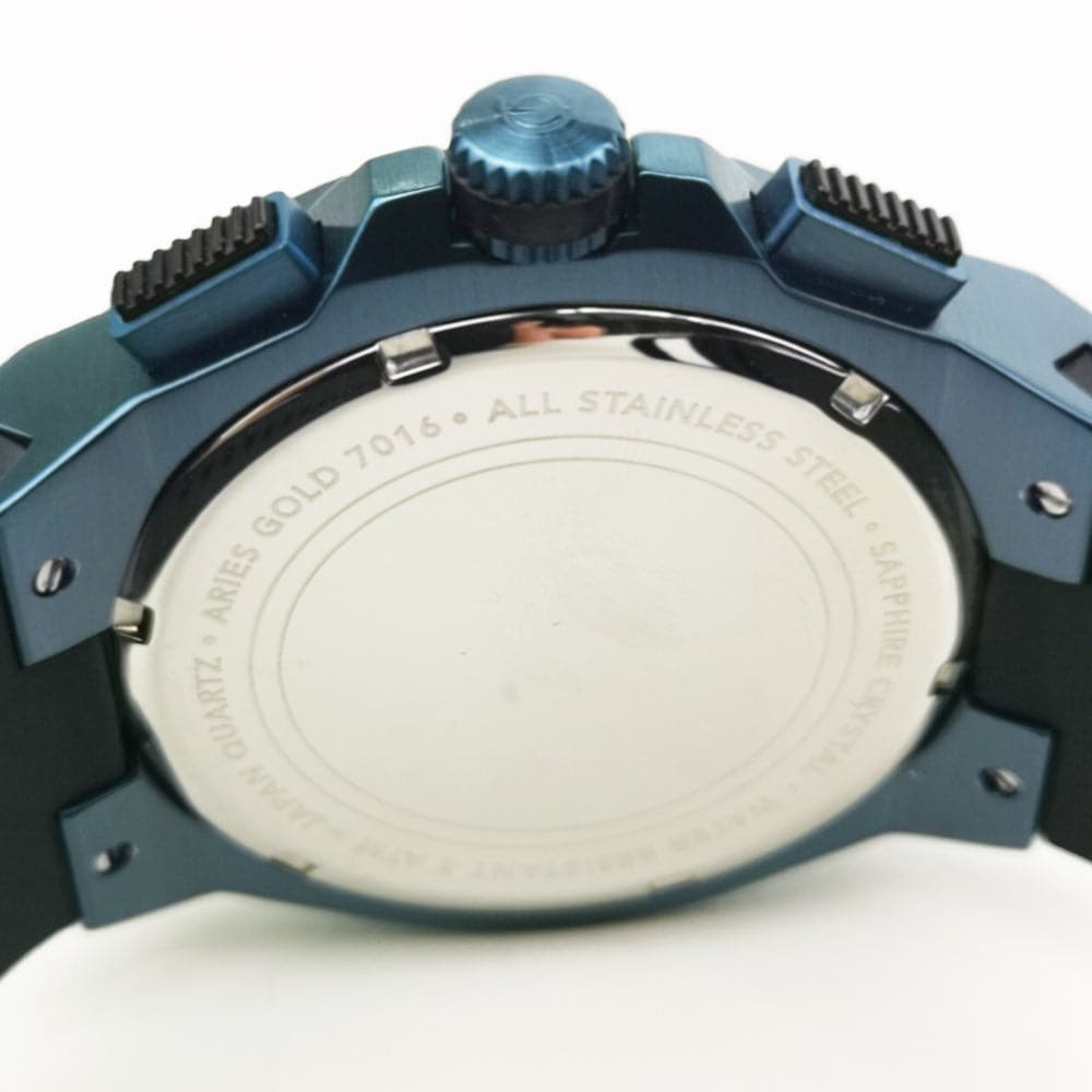 ARIES GOLD Analog Men's Watch with Lightning Blue Dial & High-Tech Silicon Strap - Model G 7016 BU BURG - Perfect for Casual Wear, Sports & Everyday Use