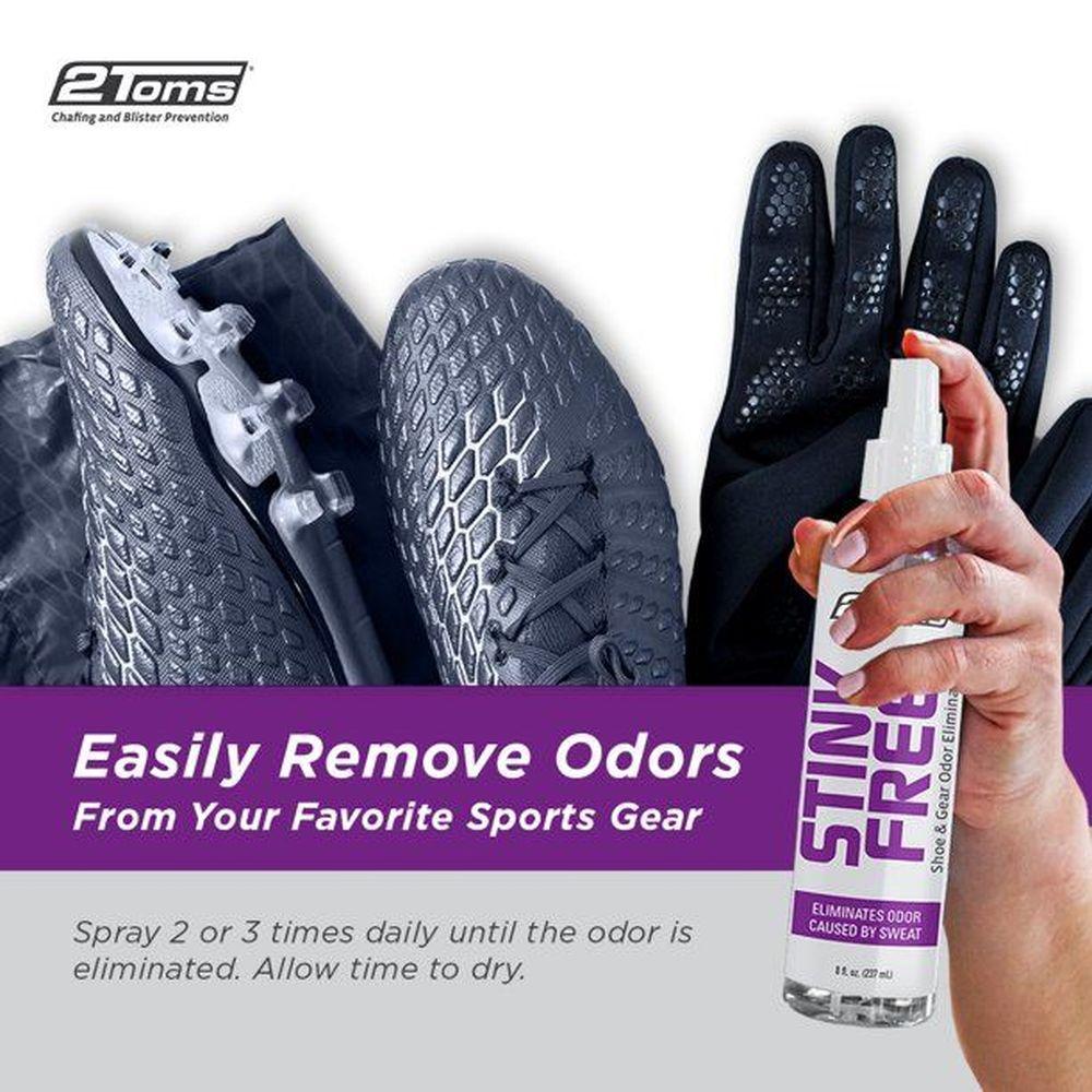 2Toms Stink Free 8oz Odor Eliminator Spray - Eliminates Shoe, Gym & Sports Gear Odors - Perfect for Athletes & Active Lifestyles