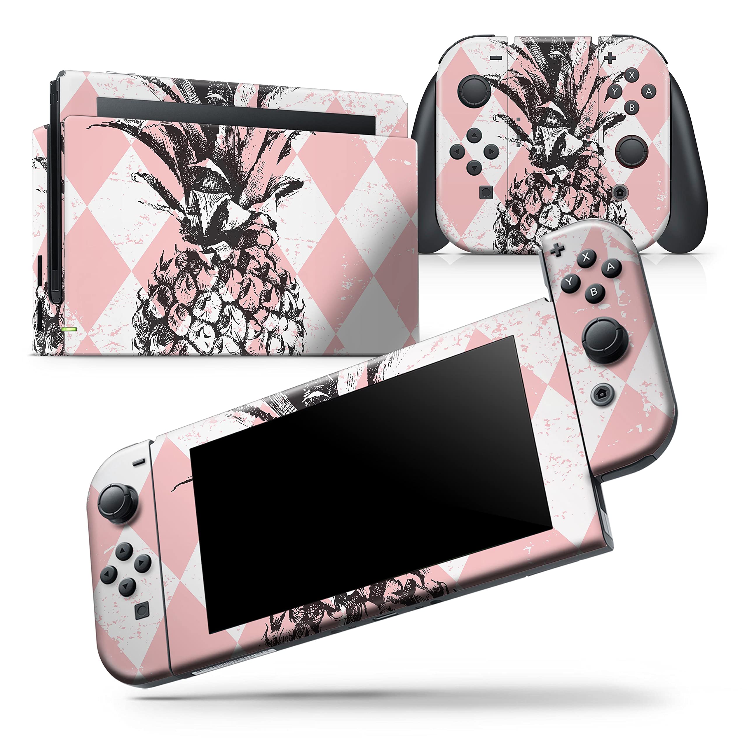 Nintendo Switch Lite Skin Decal - Scratch-Resistant Removable Vinyl Wrap Cover - Tropical Summer Pink Pineapple Design | Perfect for Gaming Protection & Style Enhancement