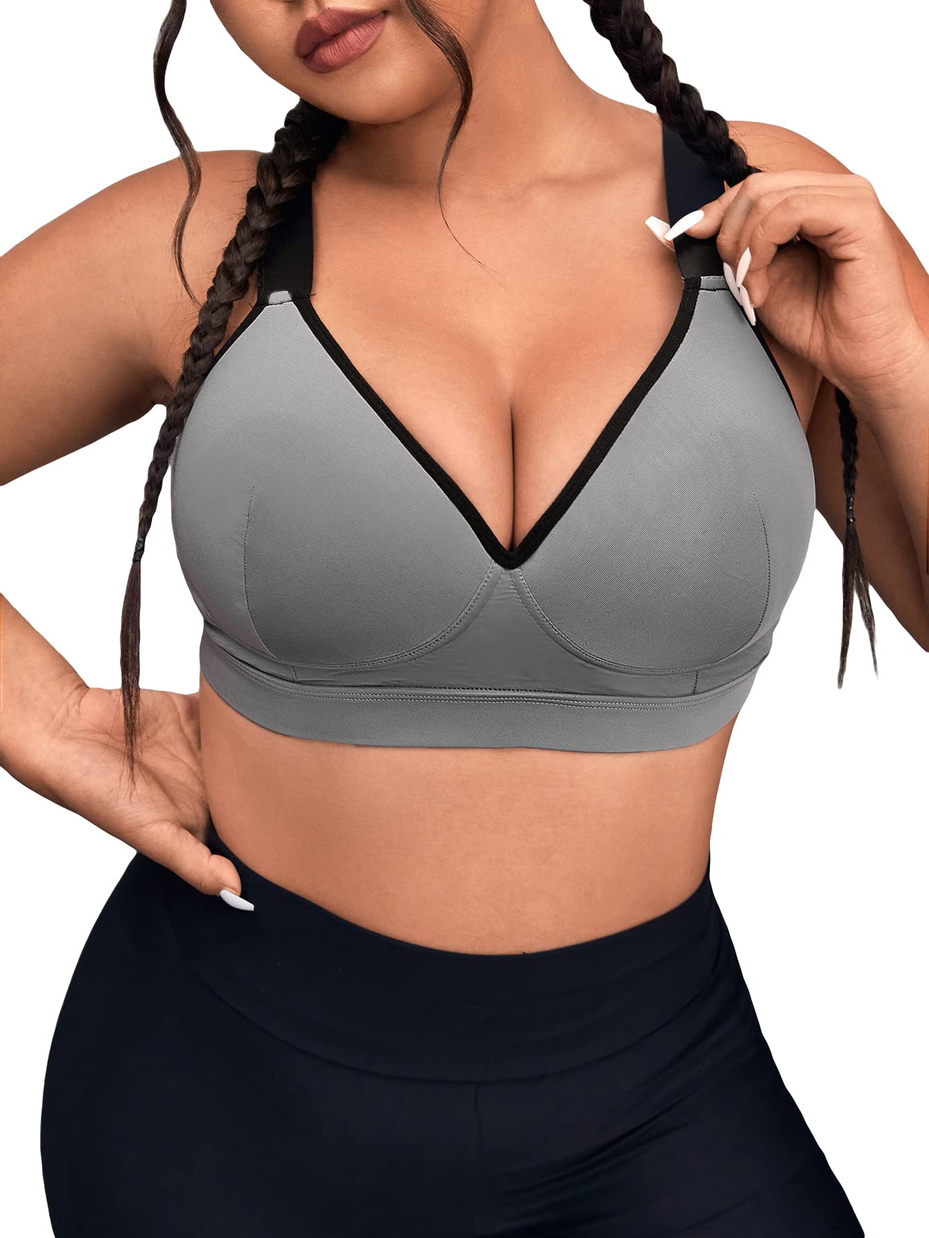 CozyEase Women's Plus Size High Impact Sports Bra - Padded Support for Gym, Running & Workouts - Comfortable Workout Bra for Active Women