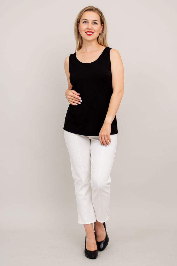 Avalon Black Bamboo Tank Top - Women's Casual Sleeveless Shirt for Summer, Yoga, and Outdoor Activities