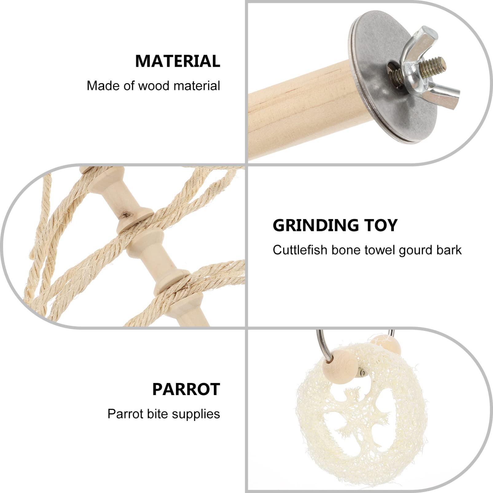 Balacoo 15pcs Bird Toy Set - Hanging Toys, Climbing Ladder, Chewing & Teething Toys, Hammock Swing for Parrots & Small Birds | Durable Wooden & Rope Pet Toys for Playtime & Cage Enrichment