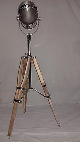 Vintage Industrial Tripod Floor Lamp - NauticalMart Marine Style Adjustable Height Living Room Lamp for Home Office, Bedroom, and Reading Nook