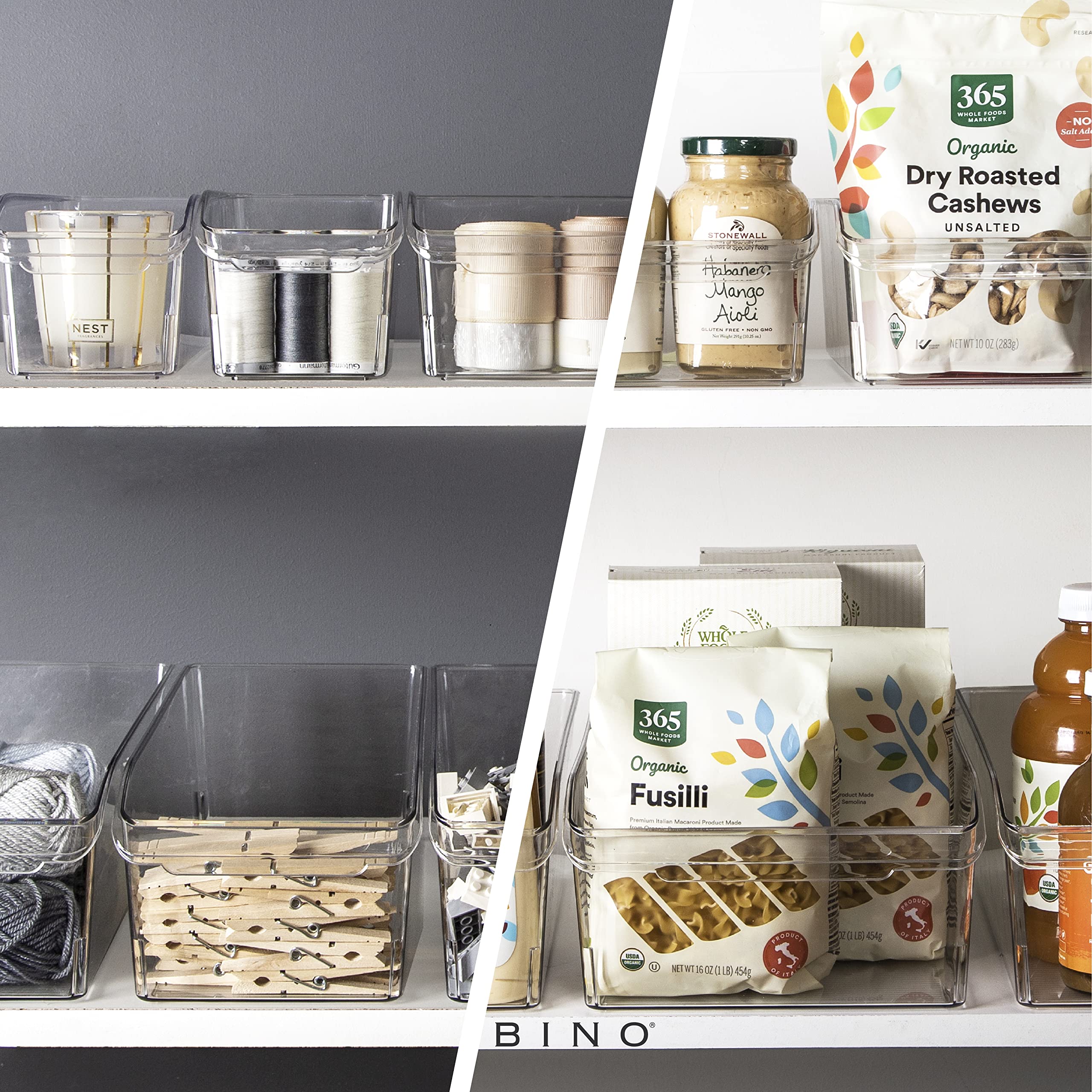 BINO Plastic Storage Bins Small - The Curve Collection | Multi-Purpose Organizer Bins for Kitchen, Pantry, Home & Fridge Organization | Space-Saving Storage Containers for Food, Toys & Closet Organization | Perfect for Home, Office & Dorm Room Storage Solutions