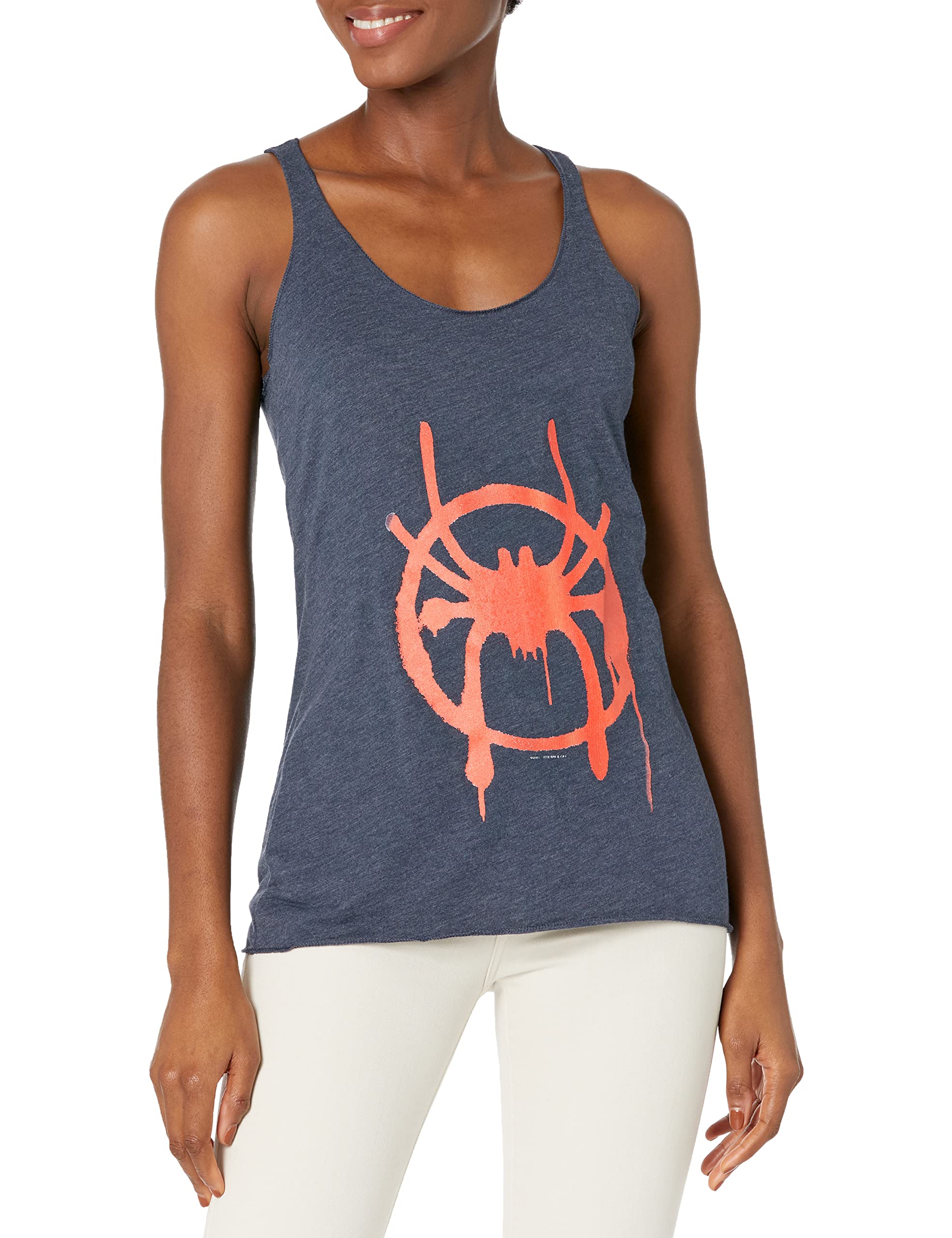 Women's Marvel Universe Miles Morales Symbol Tri-Blend Racerback Tank Top - Soft Layering Tee for Casual Wear & Superhero Fashion | Perfect for Cosplay, Gym & Everyday Outfits