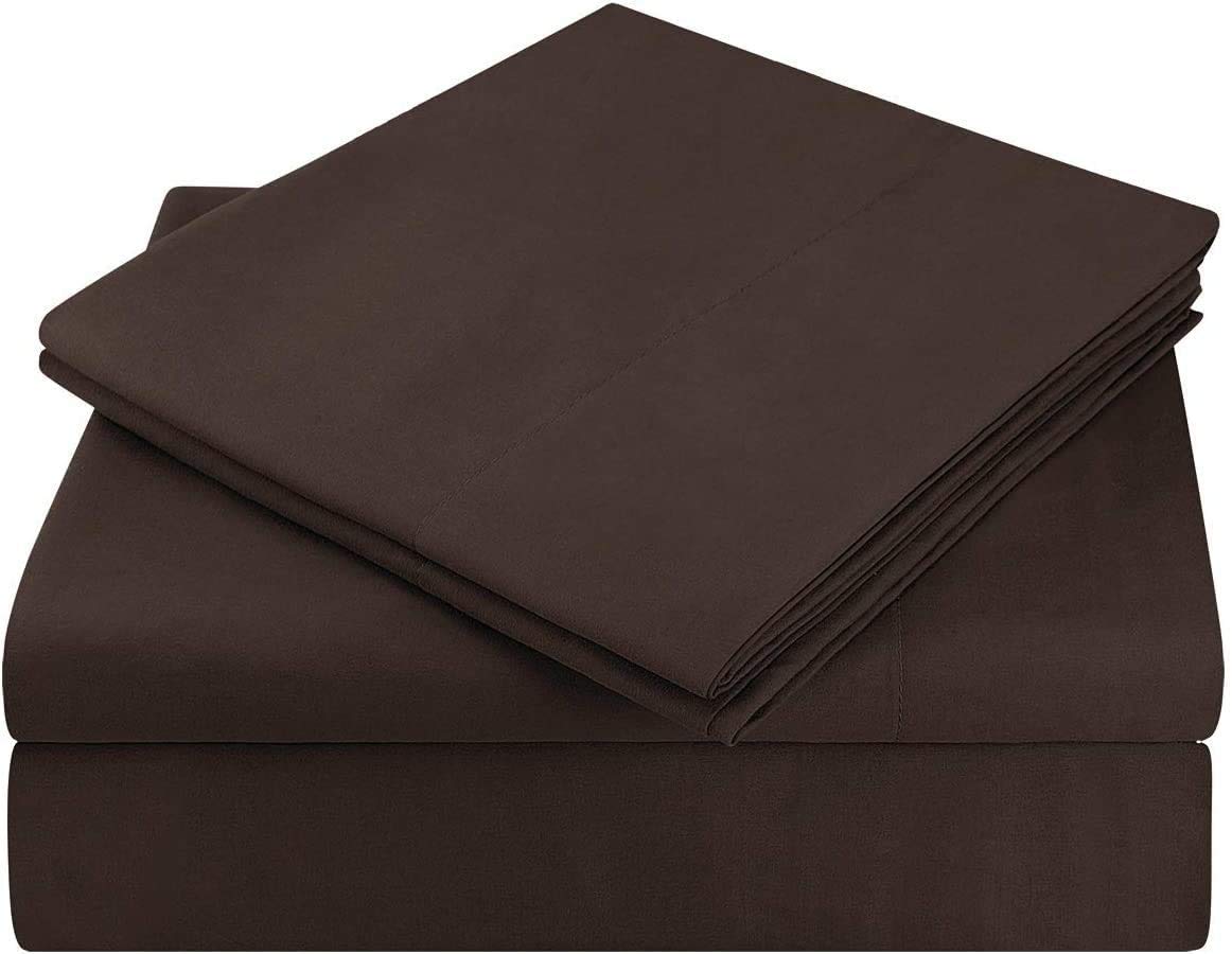 Premium 1200 Thread Count 100% Egyptian Cotton Sheet Set - Queen Size, Chocolate Solid, Extra Deep Pocket (Fits 14-16