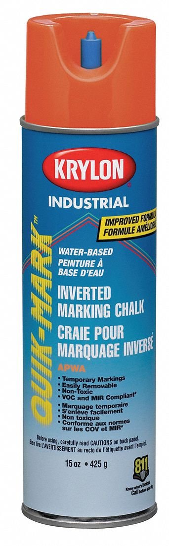 Orange Inverted Marking Chalk - 15 oz for Construction, Surveying & Outdoor Sports - High Visibility Chalk Line Marker for DIY Projects, Road Marking & Athletic Fields