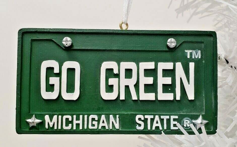 Michigan State Spartans Resin Christmas Ornament - Custom License Plate Design for Holiday Tree Decorations, Gifts & Car Accessories