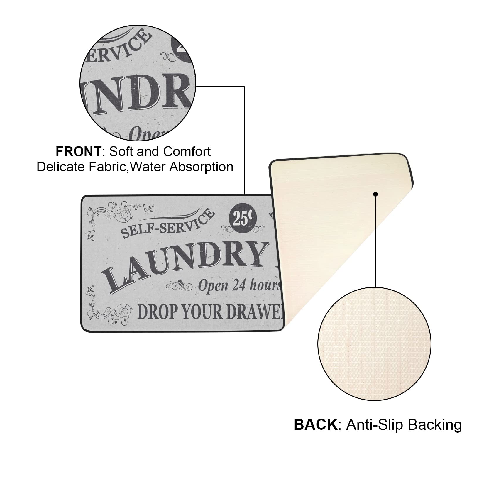 Non-Slip Laundry Room Rug Runner - 20