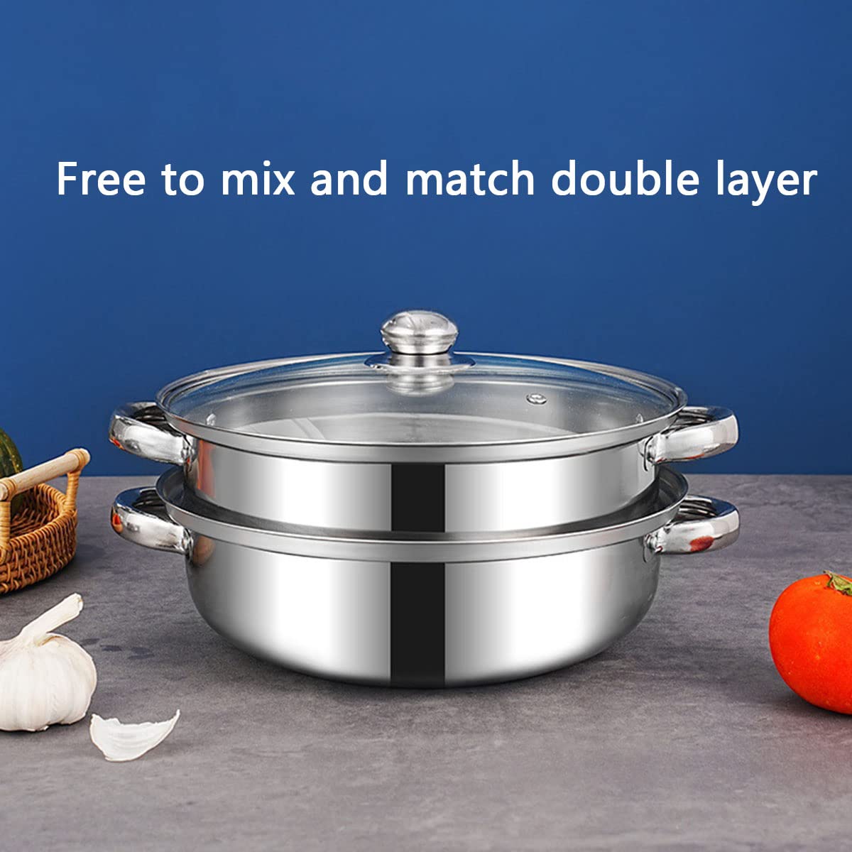 11 Inch 3-Tier Stainless Steel Steamer Pot with Handle - Multipurpose Cookware for Vegetables, Dumplings & Seafood | Perfect for Healthy Cooking, Meal Prep & Asian Cuisine