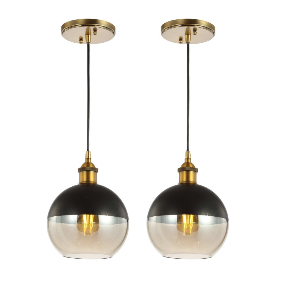 Nixon 7.5 Inch Adjustable Drop Globe LED Pendant Light - Modern Metal & Glass Ceiling Fixture for Kitchen Island, Dining Room, or Bedroom Lighting